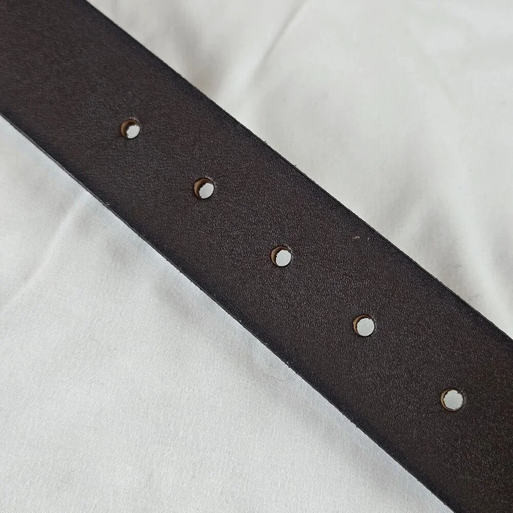 Timberland Size 46 Reversible Brown/Black Leather Belt Gunmetal Toned Hardware